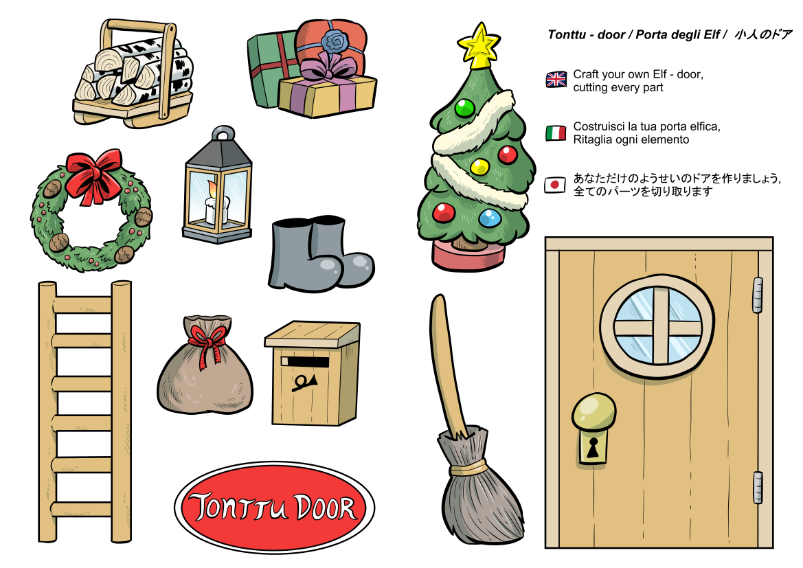 Foglio gift porta elfica Tonttu da ritagliare